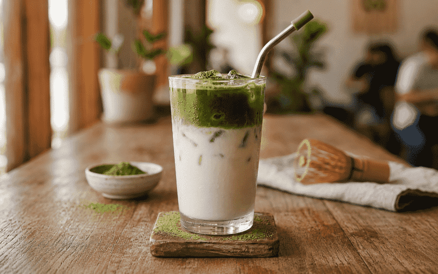 Przepis na iced matcha latte: chłodne, kremowe i proste