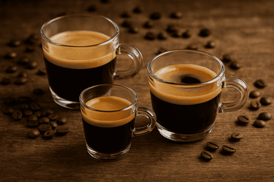 ristretto, espresso i lungo