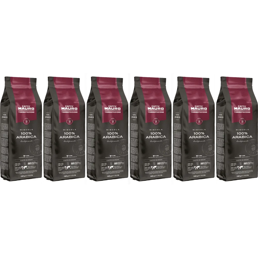 Caffè Mauro 100% Arabica Centopercento - ziarna kawy - 6 x 1 kilogram