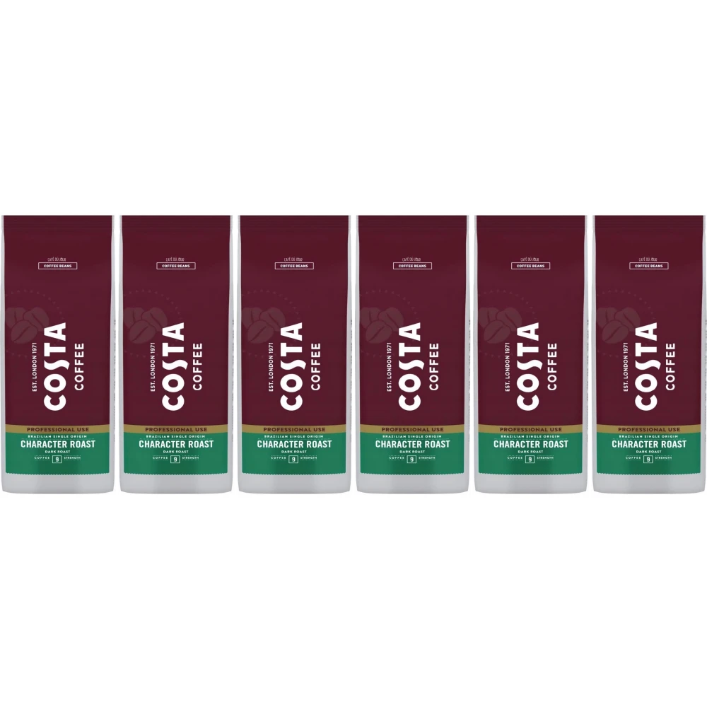 Costa Coffee Brazylijska Jednolita Pochodzenie Charakterystyka Ciemny Palony - ziarna kawy - 6 x 1 kilogram