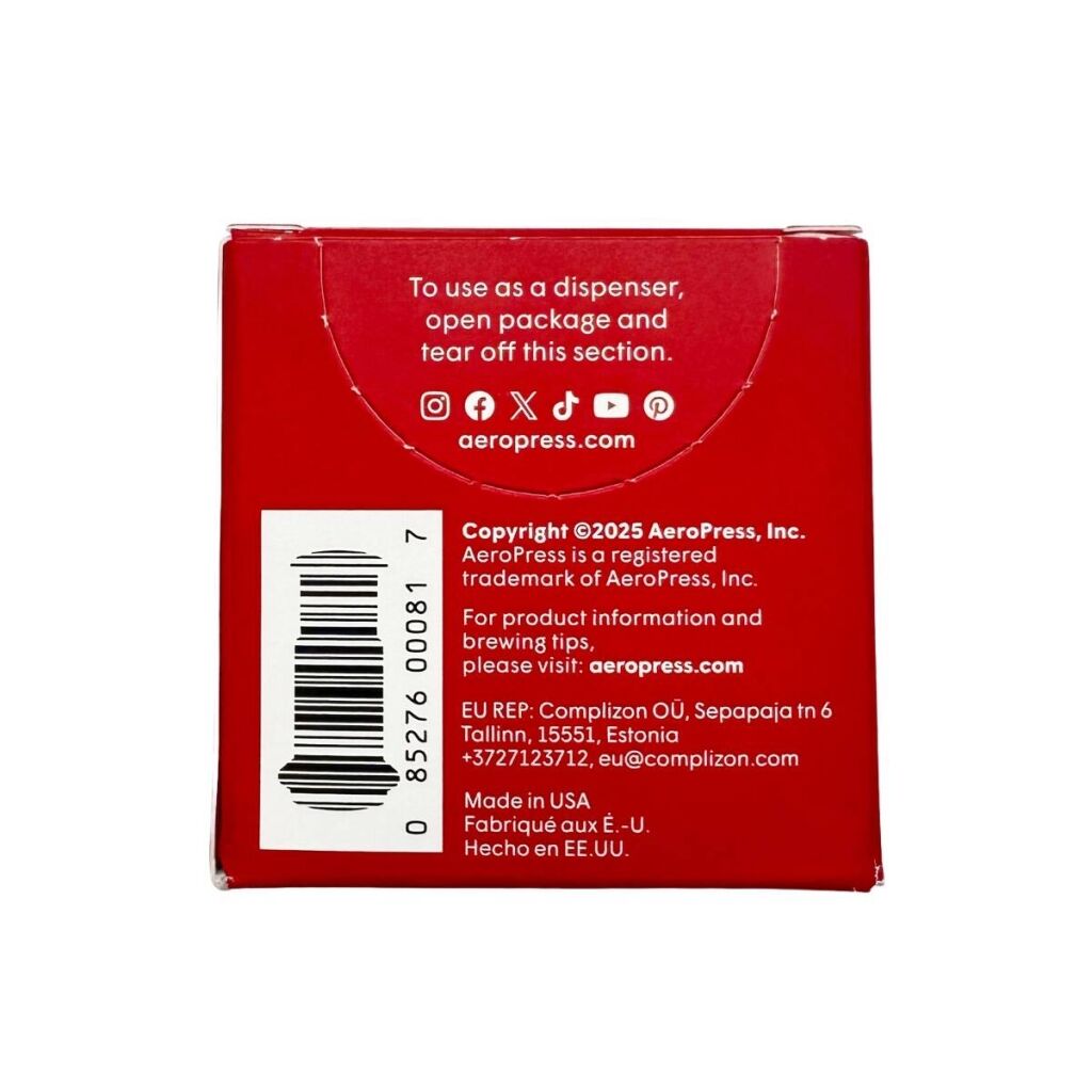 Tył opakowania mikrofiltrów do AeroPress Go