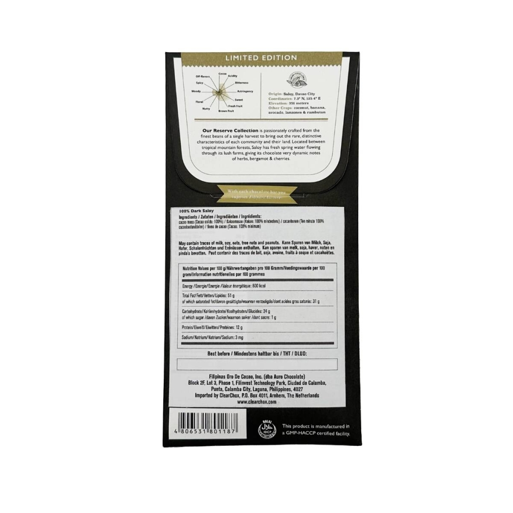 Tabliczka ciemnej czekolady o smaku saloy marki Auro