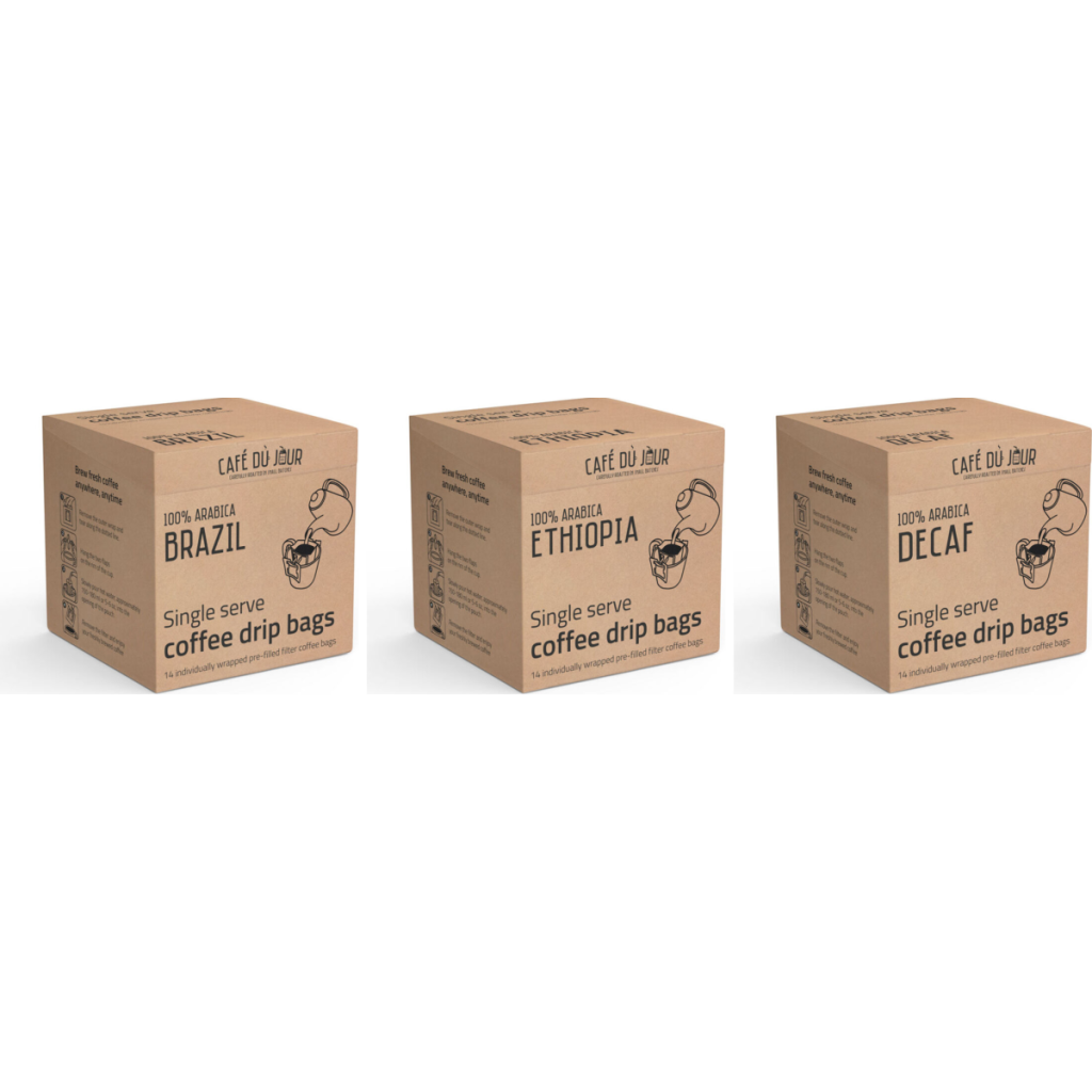Trio Single Serve Drip Bags - Brazylia, Etiopia & Decaf 3 x 14 sztuk