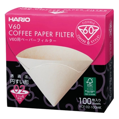 Hario V60 Filtry do kawy - rozmiar 02, kolor brązowy (VCF-02-100MK) w opakowaniu - 100 sztuk