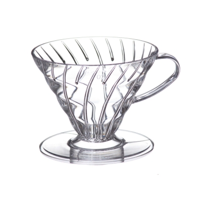 Dripper Hario V60 - plastikowy, przezroczysty - rozmiar 02 (VD-02T/VDR-02T)