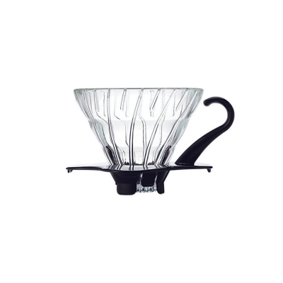 Hario V60 dripper - szkło czarne & miarka - rozmiar 01